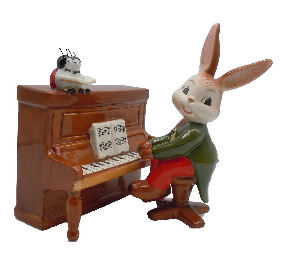 🐰 Goebel Hasenkapelle – Hase am Klavier Spieluhr 13 cm Keramik