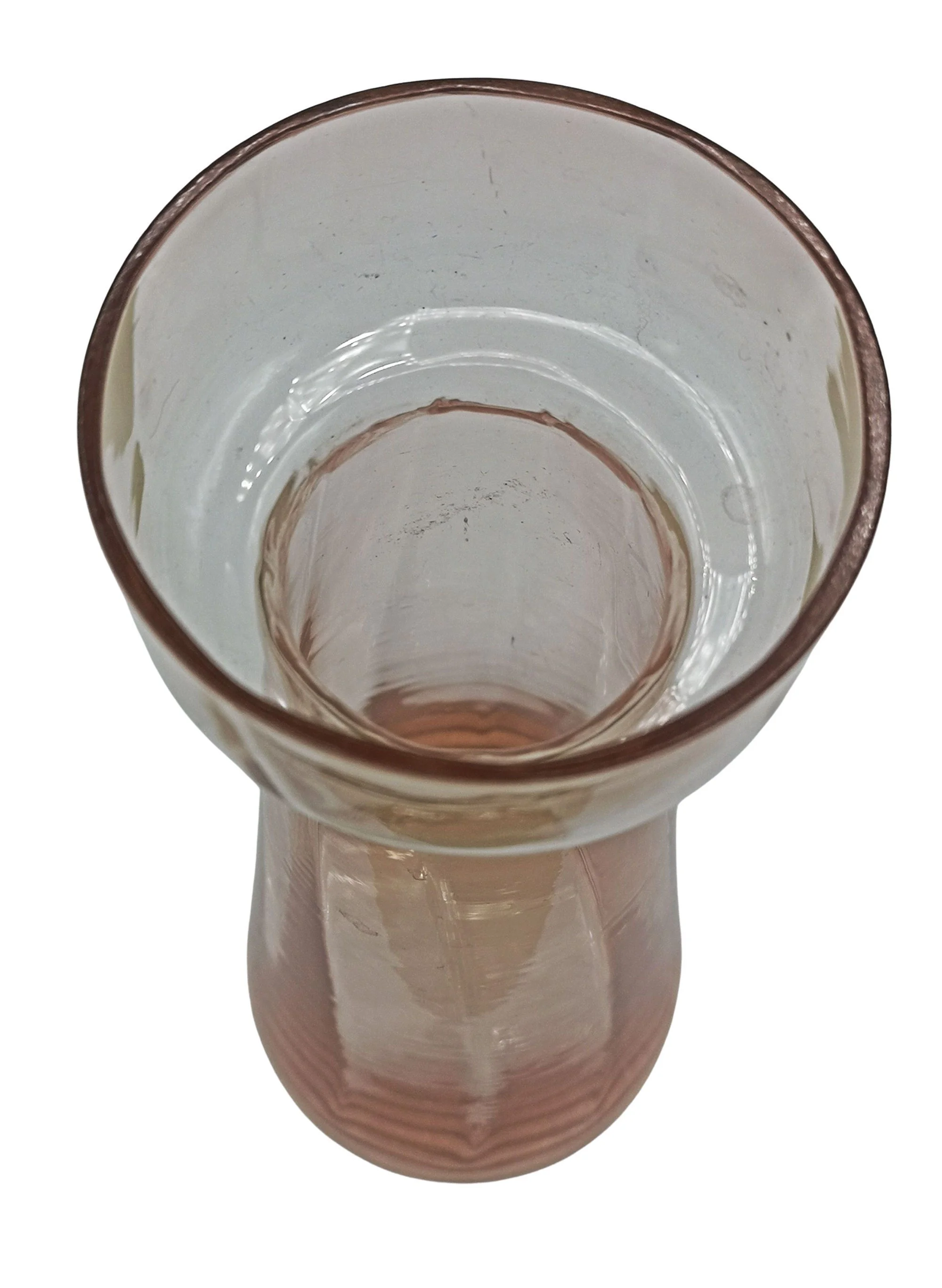AR DECO mundgeblasene Hyazinth Vase 1900–1920 – 18–20 cm hoch – Antikes Original in klassischer Sanduhr-Form 4 zartes Rosé (Rosalin) Höhe 19,5 cm 1