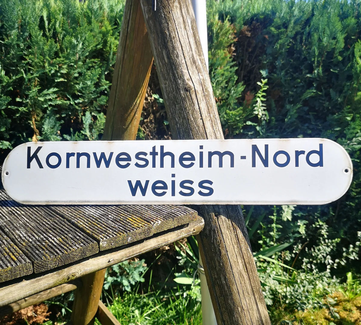Rarität - emailliertes Bahnhof Schild Kornwestheim Nord