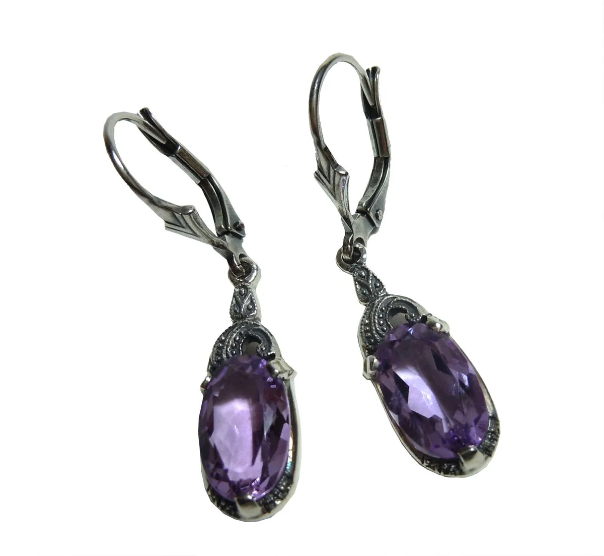 Noblesse - Amethyst Jugendstil Hänge Ohrringe