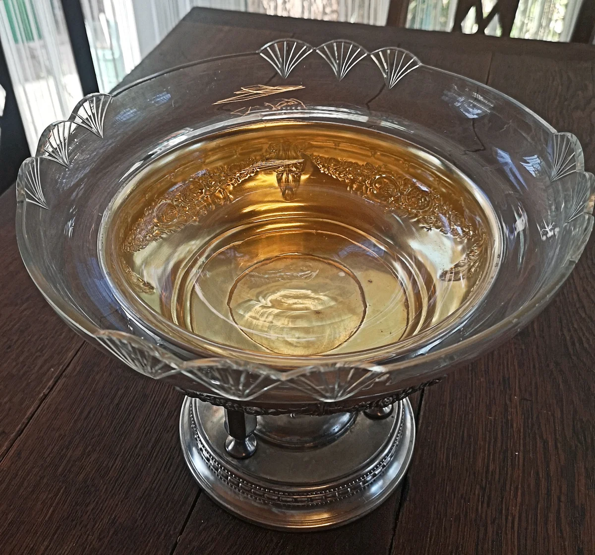 Jugendstil Aufsatzschale mit original Glaseinsatz um 1910