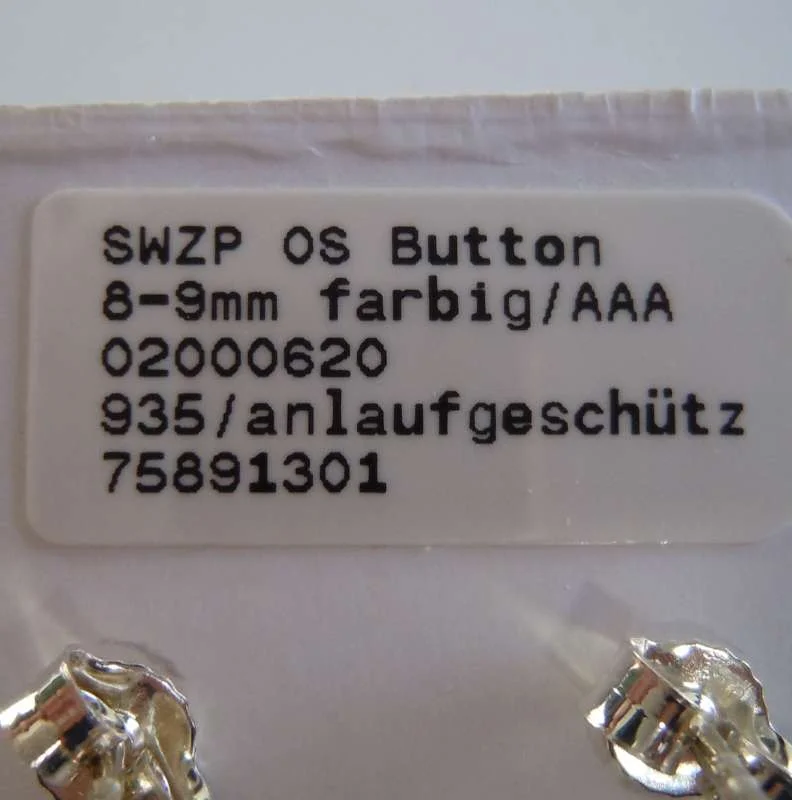 Paar Ohrstecker Süßwasser Zuchtperle 935 Silber  #08/ 8-9 mm / braun 1