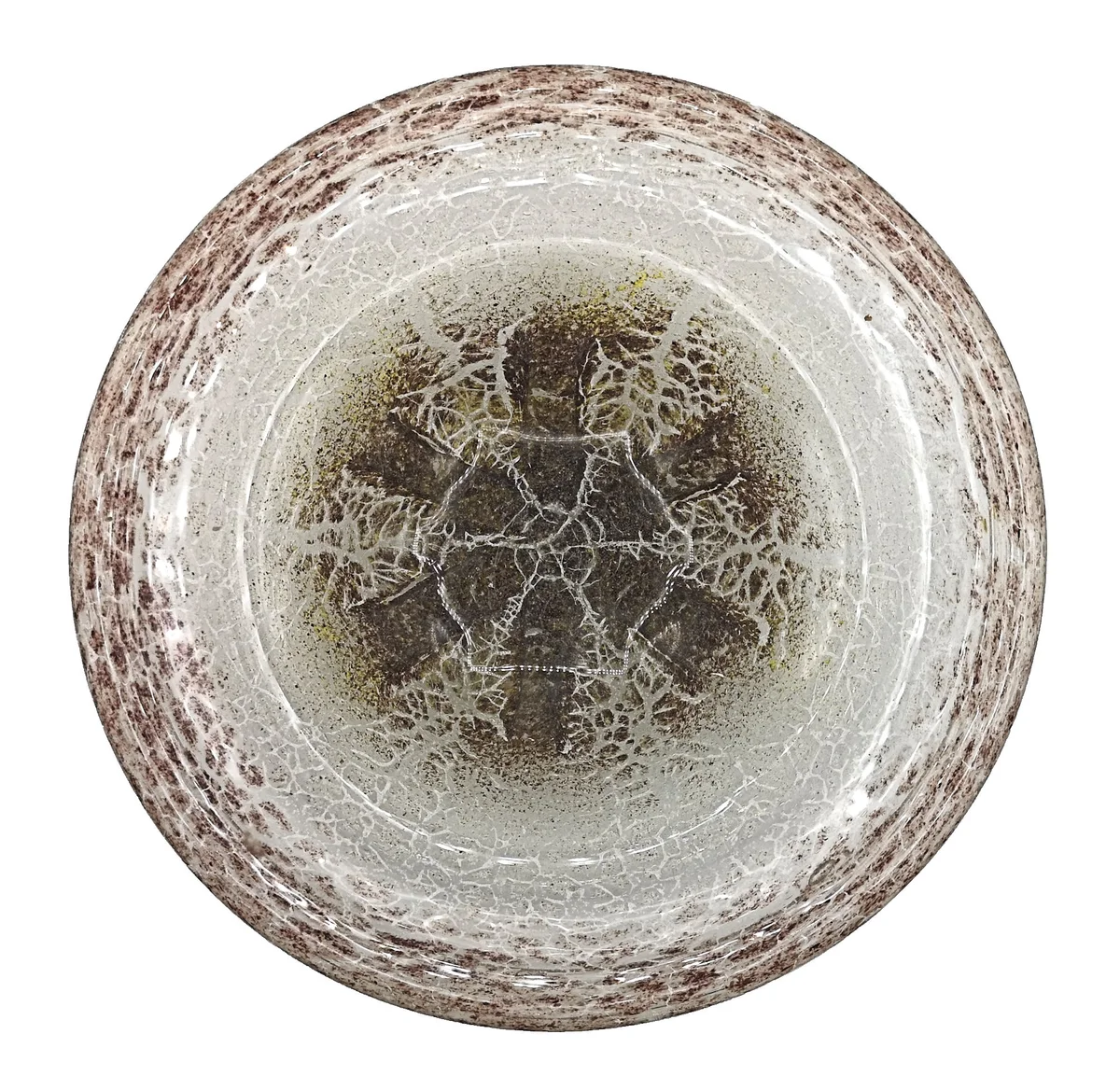 WMF Ikora Glas Schale Art Deco – 32 cm – Braun/Weiß – Original 1920er Jahre