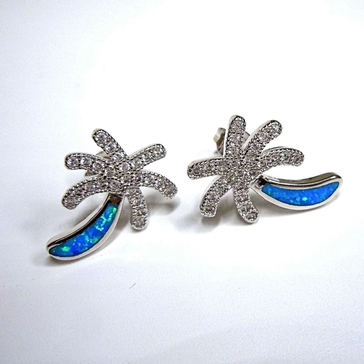Samira -  Opal Silber Ohrringe caribian palm