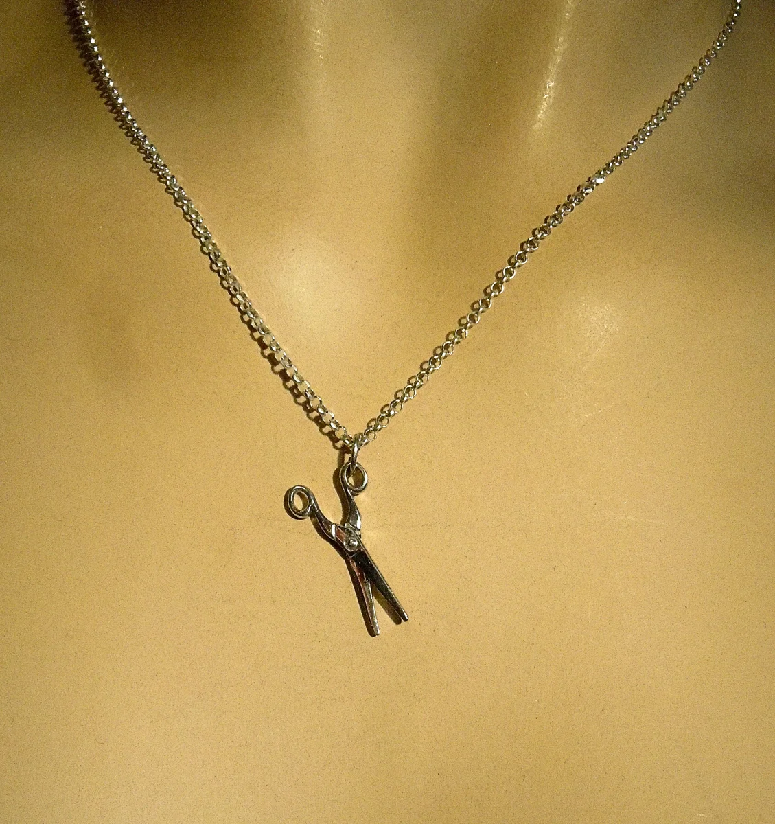 925 Silber Scheren-Anhänger an 46 cm Erbskette – Rhodiniert & Beweglich