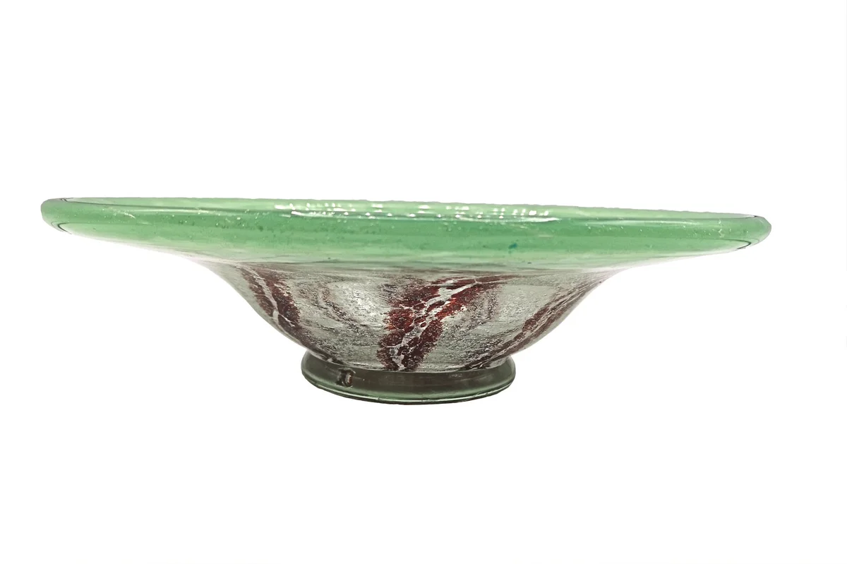 WMF Ikora Glas Schale Art Deco 27 cm – Grün/Braun | Original 1920er Jahre